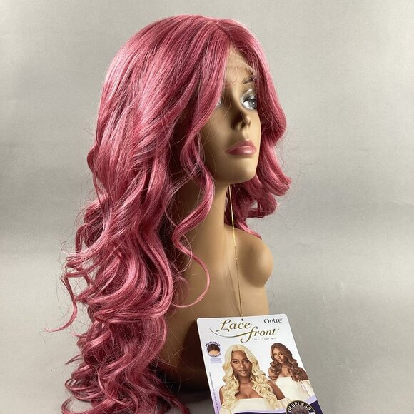 Outre Other - Haseena Long Wavy #Rouge Pink Synthetic Lace Front Wig